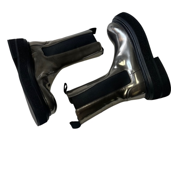 Marsèll Boots Women’s SZ 7.5 Zuccone Chelsea Silver Metallic Leather Mid-Calf - Picture 7 of 10